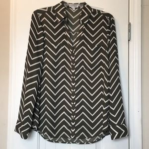 Green Chevron Express Button Up
